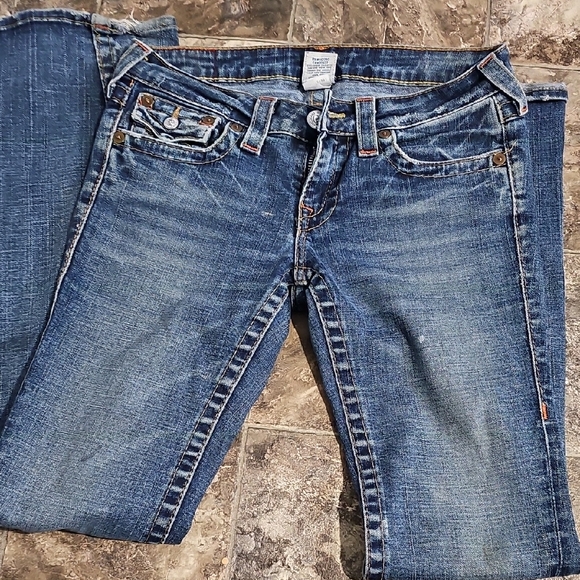 True Religion Women's Flare Low Rise Blue Jeans Size 28 - Picture 8 of 11